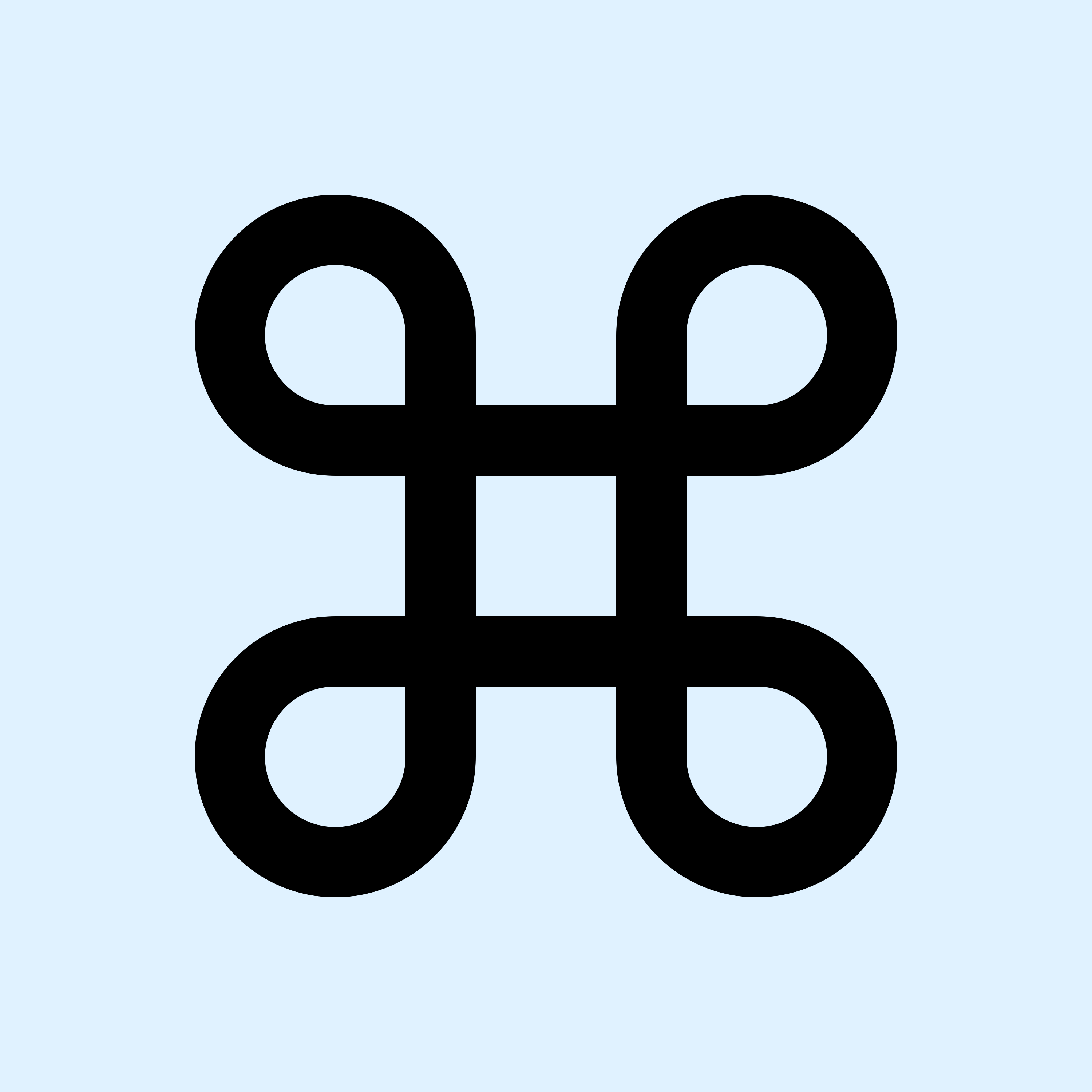 An icon of Apple's Command key aka ⌘ aka Looped square on the light-blue background