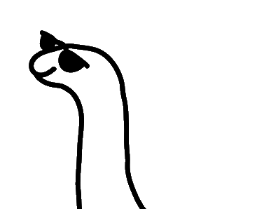 Animated cartoon dinosaur peeking curiously from the right side of the page