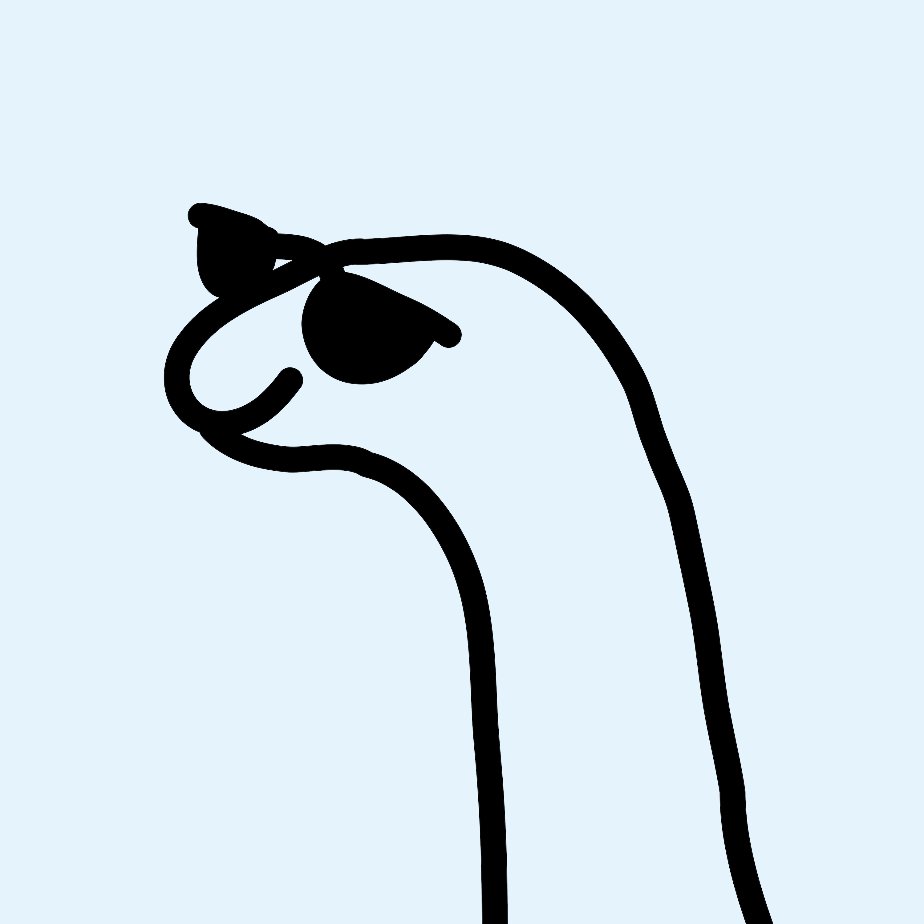 Cartoon dinosaur mascot on a light-blue background